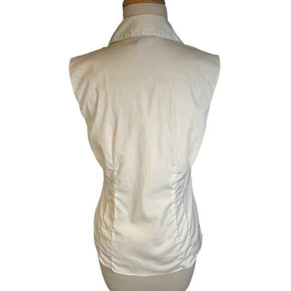 Style & Co. Sleeveless White Stretch Blouse Fitted Active V-Neck Collar Size 6 - Picture 2 of 8
